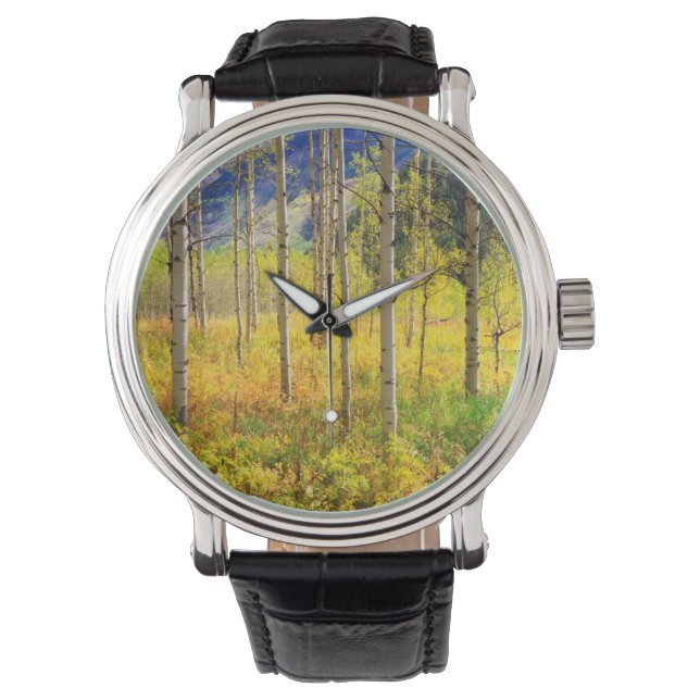 Espenbomen in de herfst in de Rockies Horloge (Voorkant)