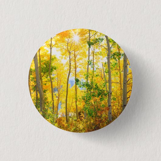 Espenbomen in de herfst | Sierra Nevada-gebergte, Ronde Button 3,2 Cm (Voorkant)