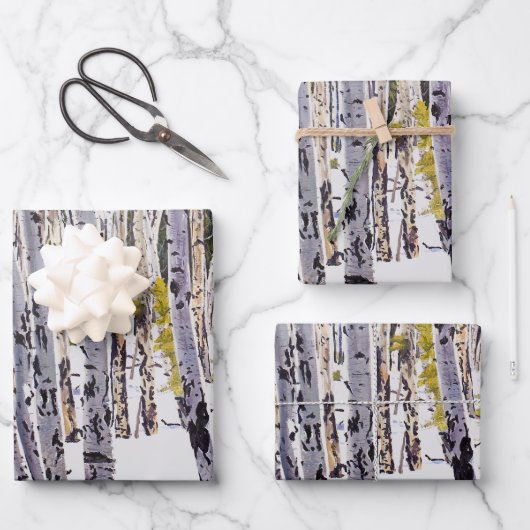 Espenbomen in het bos inpakpapier vel (Voorkant)