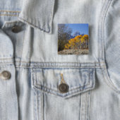 Espenbomen met het Teton-gebergte Vierkante Button 5,1 Cm (In situ)