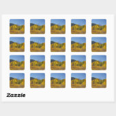 Espenbomen met het Teton-gebergte Vierkante Sticker (Vel)