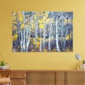 Espenbomenbos in herfstloof canvas afdruk (Insitu (Woonkamer))
