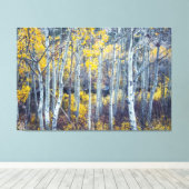 Espenbomenbos in herfstloof canvas afdruk (Insitu (Houten vloer))