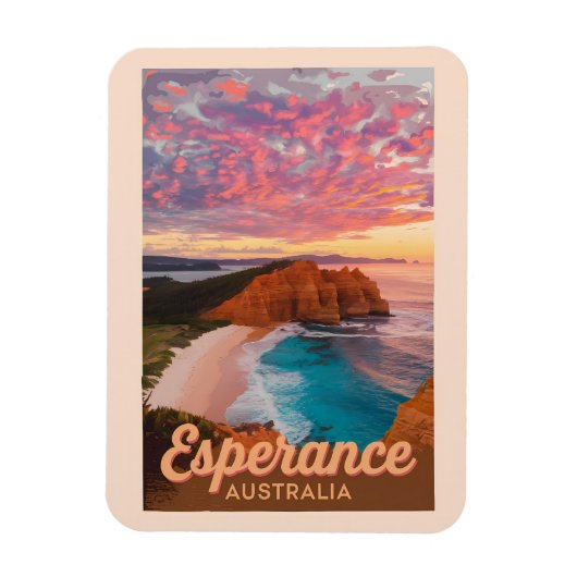 Esperance Australië Illustratie Reizen Art Retro Magneet (Verticaal)