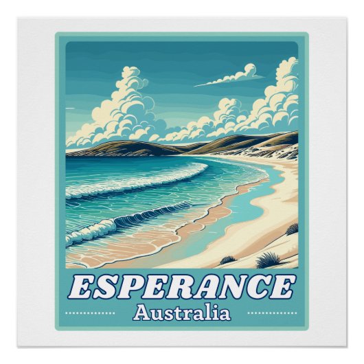 Esperance in Western Australië Retro Skyline Perfect Poster (Voorkant)