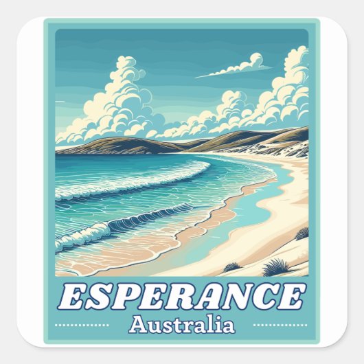 Esperance in Western Australië Retro Skyline Vierkante Sticker (Voorkant)