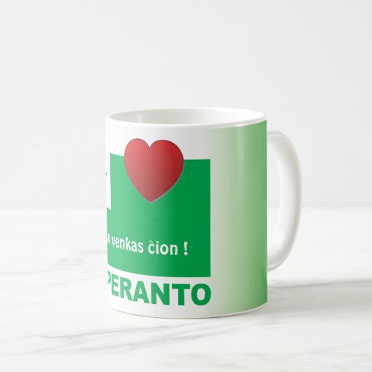 Esperanto / "Amo venkas Mitchion", Koffiemok (Voorkant rechts)