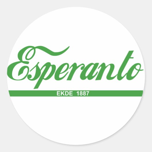 Esperanto ekde 1887 ronde sticker (Voorkant)