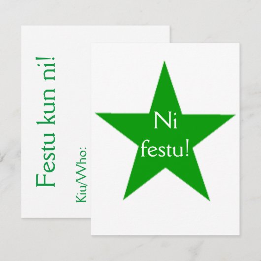 Esperanto: Festu van Ni! Kaart (Voorkant / Achterkant)