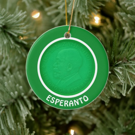 Esperanto flag + Zamenhof; Keramisch Ornament (Boom)