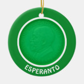 Esperanto flag + Zamenhof; Keramisch Ornament (Voorkant)