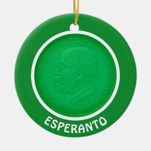 Esperanto flag + Zamenhof; Keramisch Ornament (Voorkant)