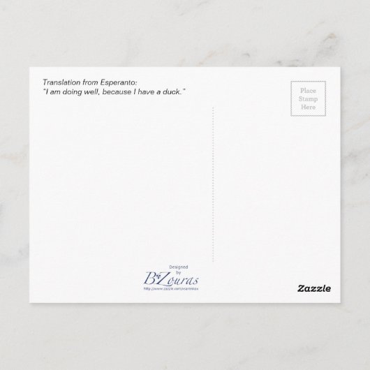 Esperanto: Het bot Mi fartas, Josepmi havas anason Briefkaart (Achterkant)