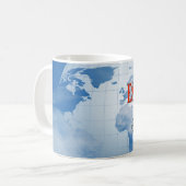 Esperanto hier gesproken over troebele aarde koffiemok (Voorkant links)