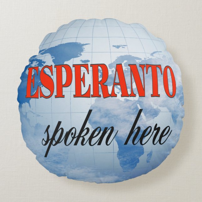 Esperanto hier gesproken over troebele aarde rond kussen (Voorkant)