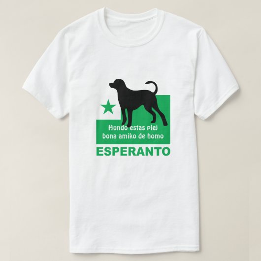 Esperanto / "Hundo estas plej bona amiko de homo" T-shirt (Design voorkant)