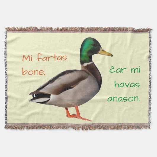 Esperanto: Mi fartas bone, ĉar mi havas anason. Deken (Voorkant)