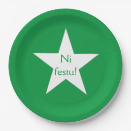 Esperanto: Ni festu! -> Nederlands: Laten we feest Papieren Bordje