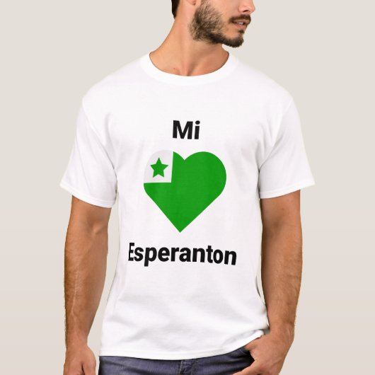 Esperanto t-shirt Mi amas Esperanton (Voorkant)