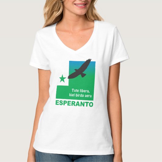 Esperanto / "Tute libera, kiel birdo aera" T-shirt (Voorkant)