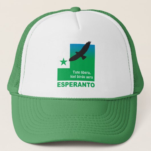 Esperanto / "Tute libera, kiel birdo aera" Trucker Pet (Voorkant)