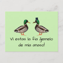 Esperanto: Vi estas de ĝ emelo de mia anaso! Briefkaart