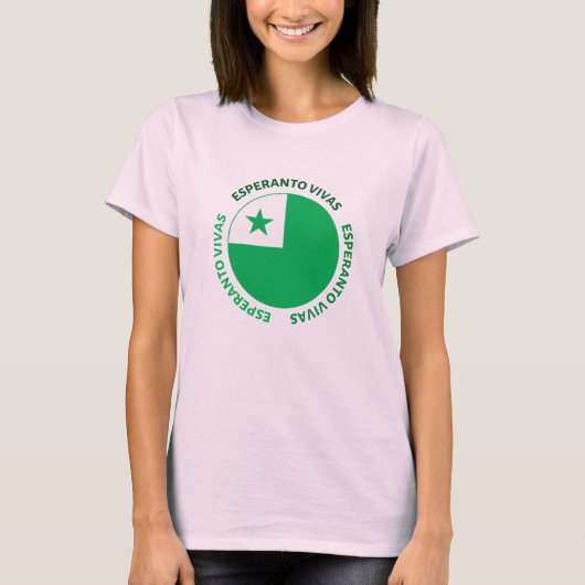 Esperanto vivas/life design met word art T-Shirt (Voorkant)
