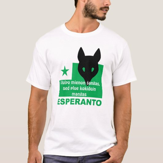 Esperanto / "Vulpo mienon ŝ anĝ as..." T-shirt (Voorkant)