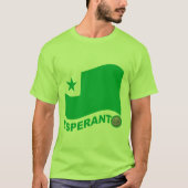 Esperanto wavy flag+text en zamenhof, t-shirt (Voorkant)