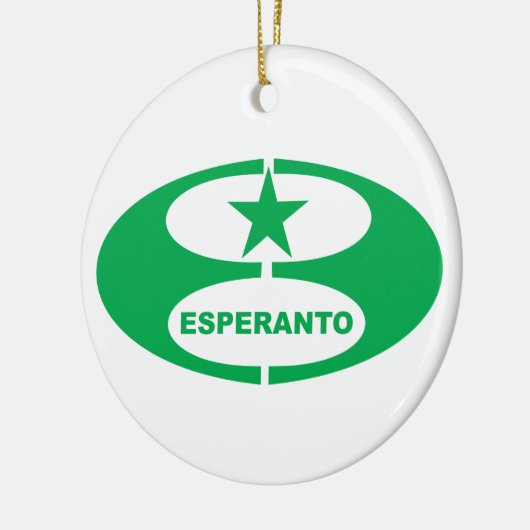 Esperantosymbool + vlag, keramisch ornament (Links)