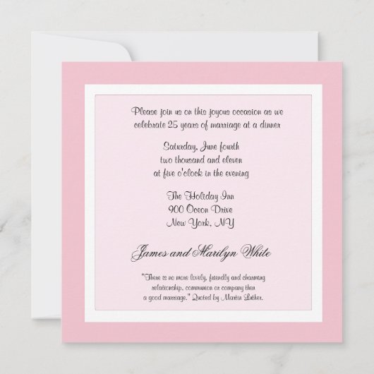 Esperanza Roos 25e Verjaardagsuitnodiging Kaart (Achterkant)