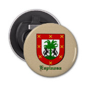 Espinosa Heraldic Arms op perkament stijl terug Button Flesopener (Voorkant)