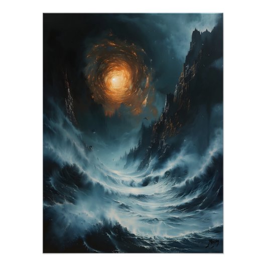 Espiral Cósmica del Océano: Paisaje Marino Surreal Perfect Poster (Voorkant)