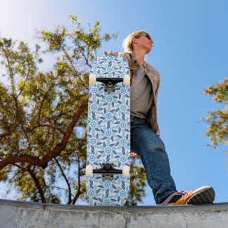 Espiral Floral Azul Persoonlijk Skateboard