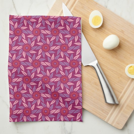 Espiral Floral Magenta Theedoek (Quarter Fold)