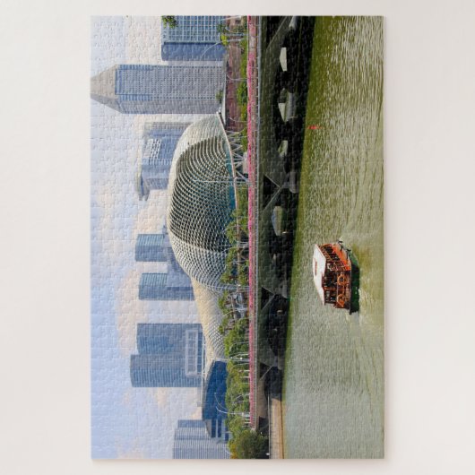 Esplanadebrug en -boot, Singapore Legpuzzel (Verticaal)