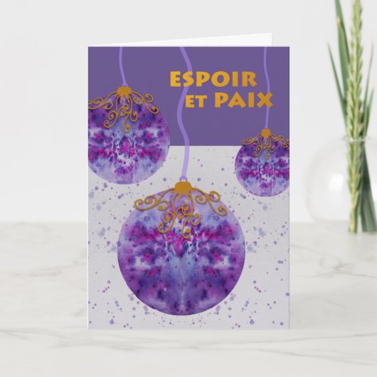 Espoir en Paix, Hope and Peace, French Christmas Kaart (Voorkant)
