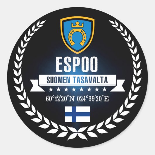 Espoo Ronde Sticker (Voorkant)