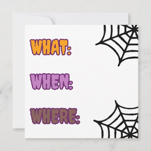 Espooky Party Fun Spooky Spider Kaart (Achterkant)