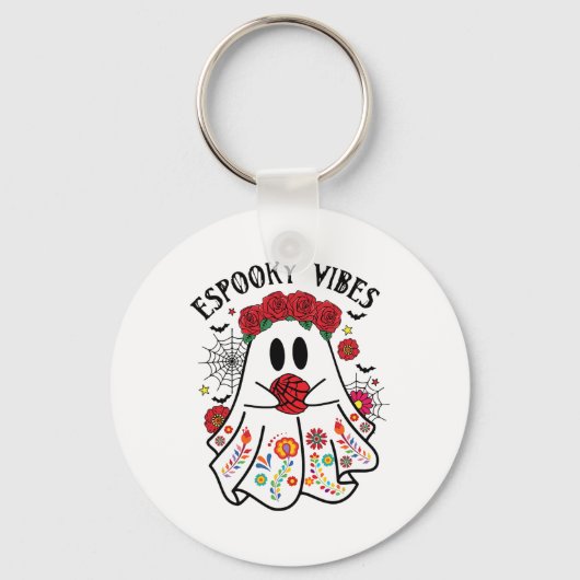 Espooky Vibes Halloween Ghost Mexicaanse Concha Sp Sleutelhanger (Voorkant)