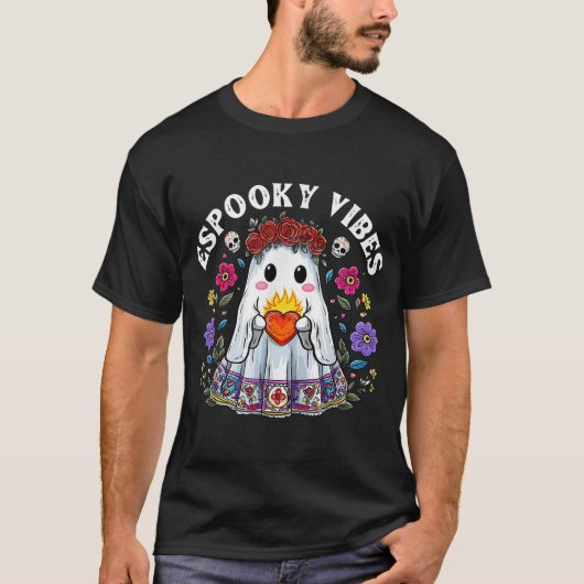 Espooky Vibes Maestra Halloween Spaans Mexicaans T-shirt (Voorkant)