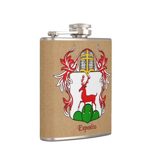 Esposito Heraldisch Schild met Helm en Mantel Heupfles (Rechts)