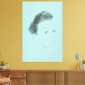 Espressive Black Halftone Effect Woman Face Canvas (Insitu (Woonkamer))