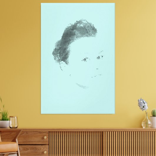 Espressive Black Halftone Effect Woman Face Canvas (Insitu (Woonkamer))