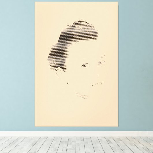 Espressive Black Halftone Effect Woman Face Canvas (Insitu (Houten vloer))