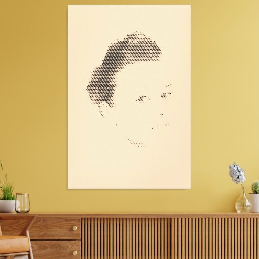 Espressive Black Halftone Effect Woman Face Canvas (Insitu (Woonkamer))