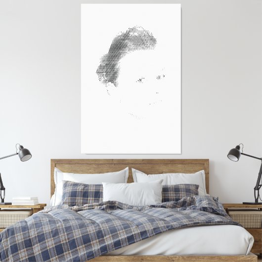 Espressive Black Halftone Effect Woman Face Canvas Afdruk (Insitu (Slaapkamer))