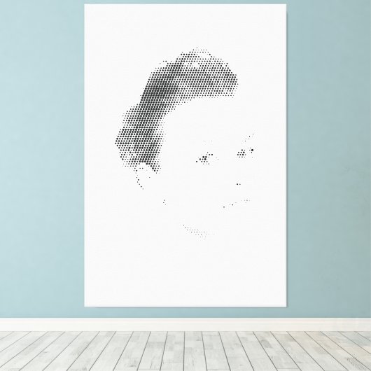 Espressive Black Halftone Effect Woman Face Canvas Afdruk (Insitu (Houten vloer))
