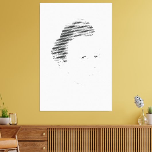 Espressive Black Halftone Effect Woman Face Canvas Afdruk (Insitu (Woonkamer))