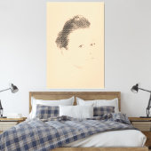 Espressive Black Halftone Effect Woman Face Canvas Afdruk (Insitu (Slaapkamer))